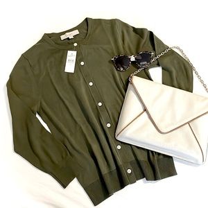 LOFT Green Button Cardigan Sweater XS
